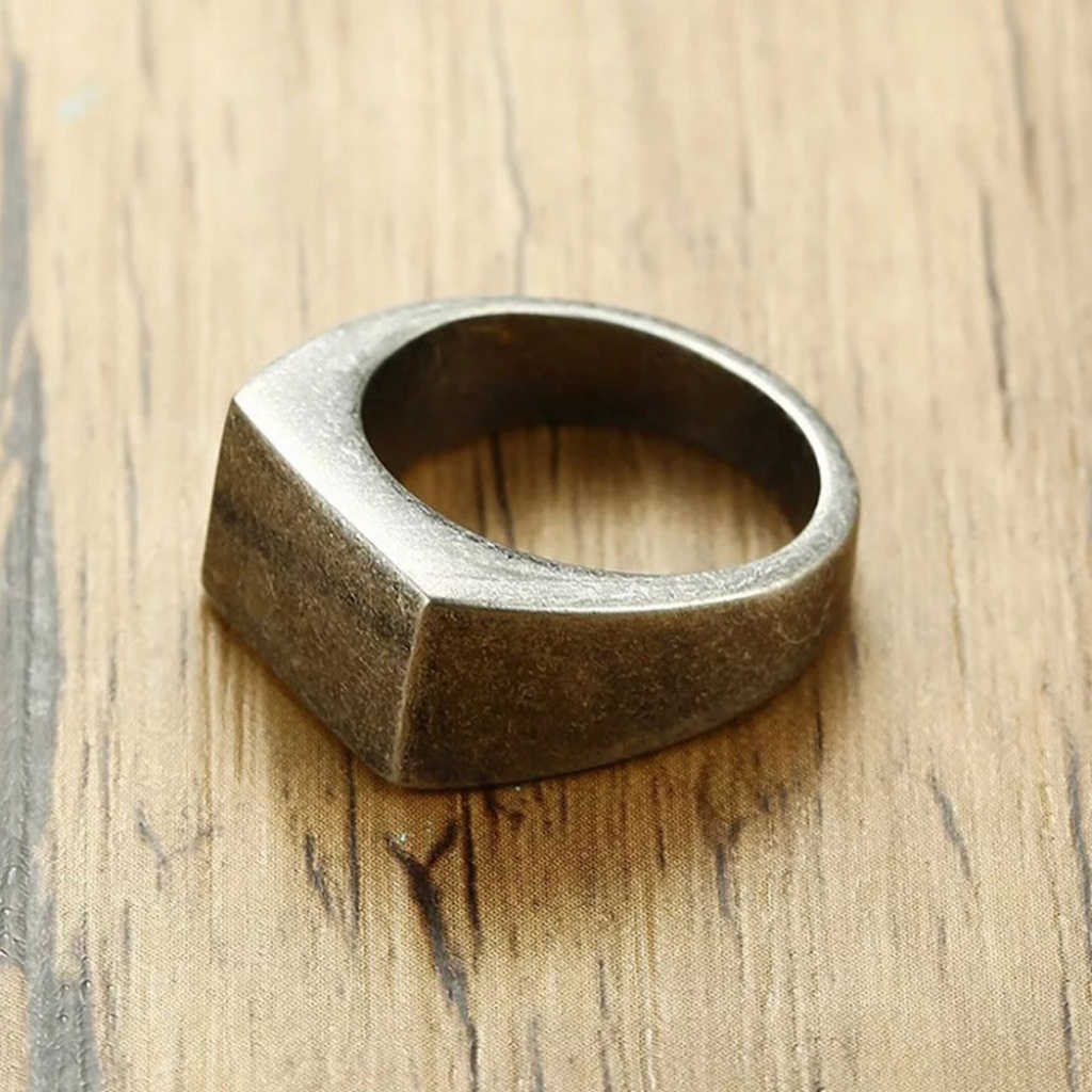 Aged Rectangular Signet Ring